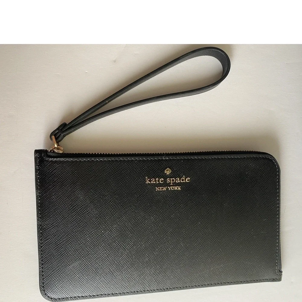 Kate Spade‎ Medium Wristlet Leather Wallet Black New